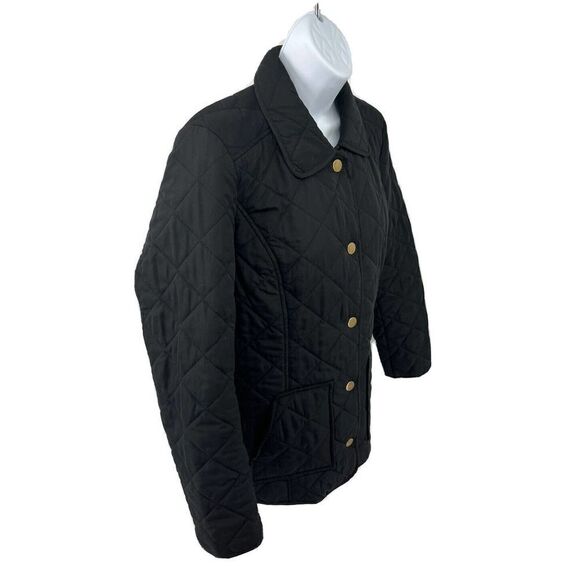 J. Jill Womens Black Quilted Jacket XS Snap Front Classy Equestrian Preppy - Picture 3 of 9